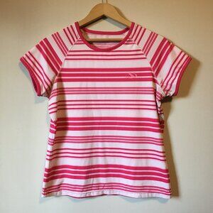 Spalding Pink & White Retro 70s Striped Short Sleeve Sports Tee